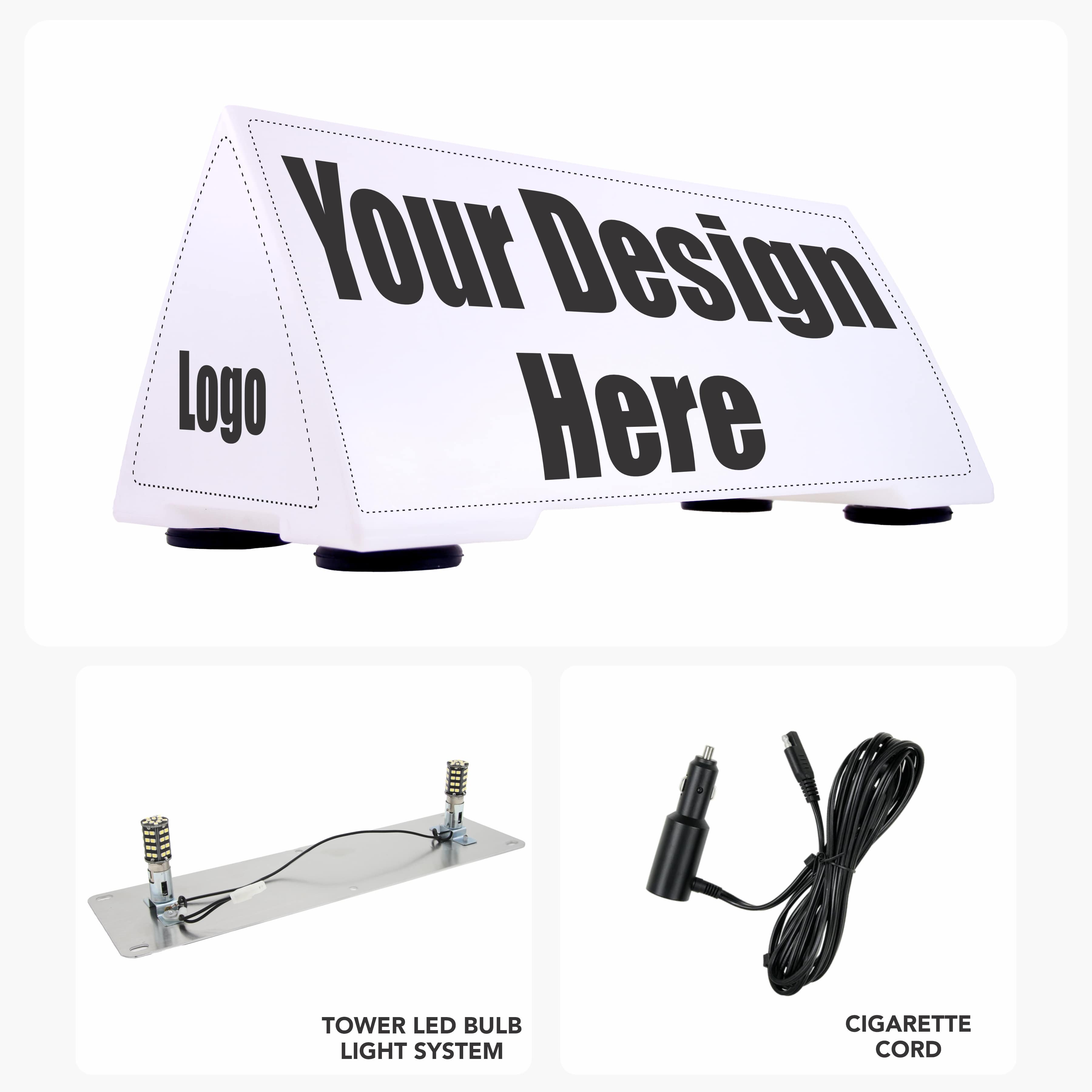 Quad Car Top Sign – Large Magnetic Rooftop Advertising Sign (25.5