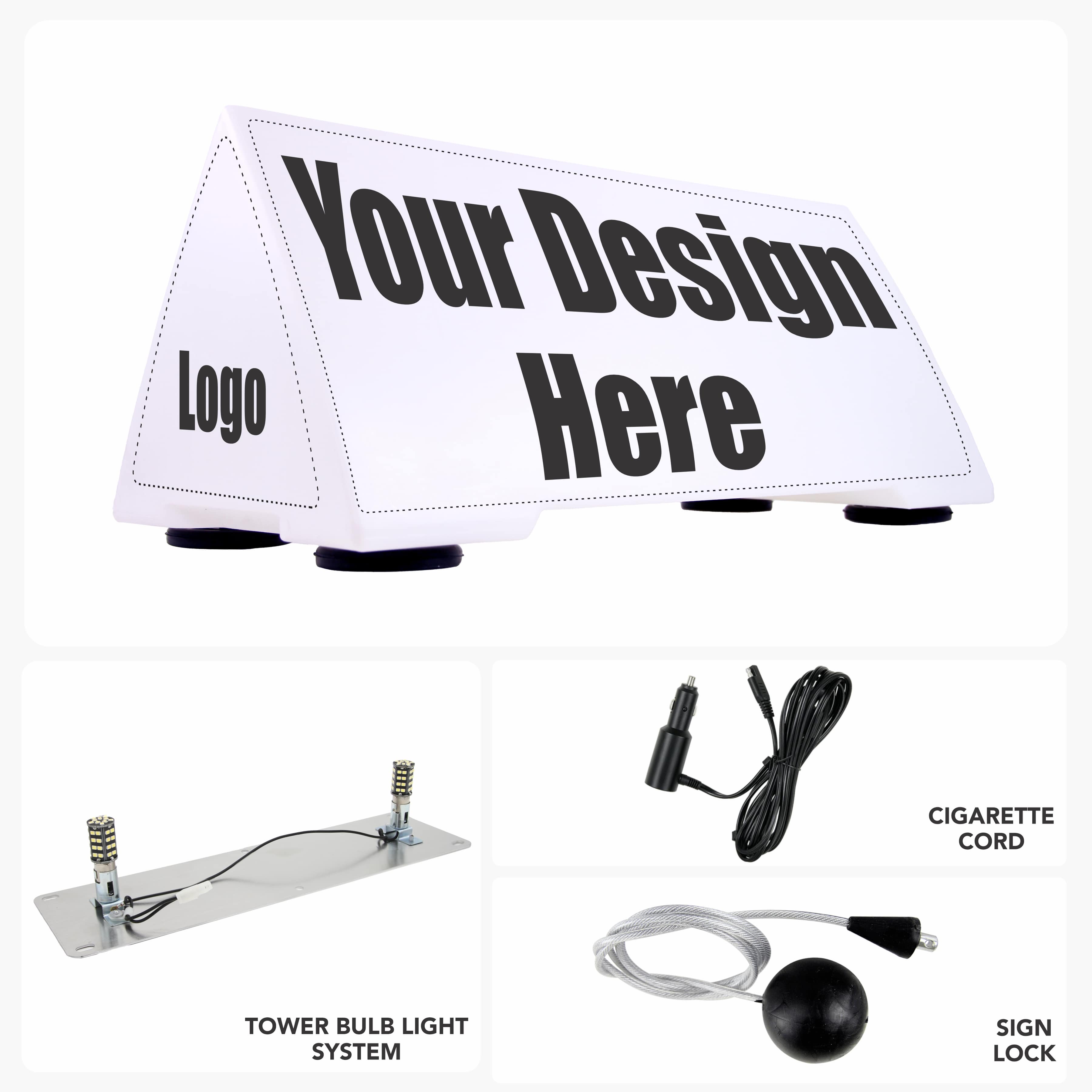 Quad Car Top Sign – Large Magnetic Rooftop Advertising Sign (25.5